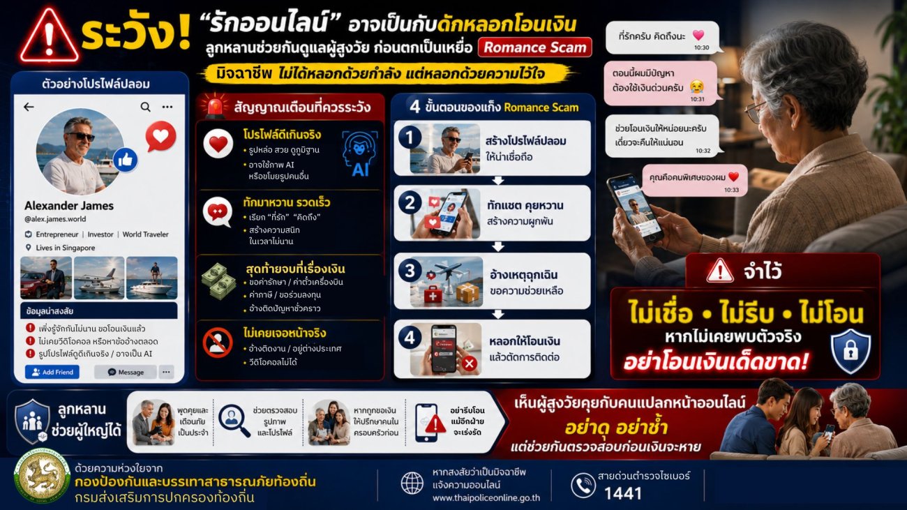 ประชาสัมพันธ์การสร้างความรู้ความเข้าใจเพื่อป้องกันการหลอกลวงทางออนไลน์ (Scammer) #ระวังรักออนไลน์